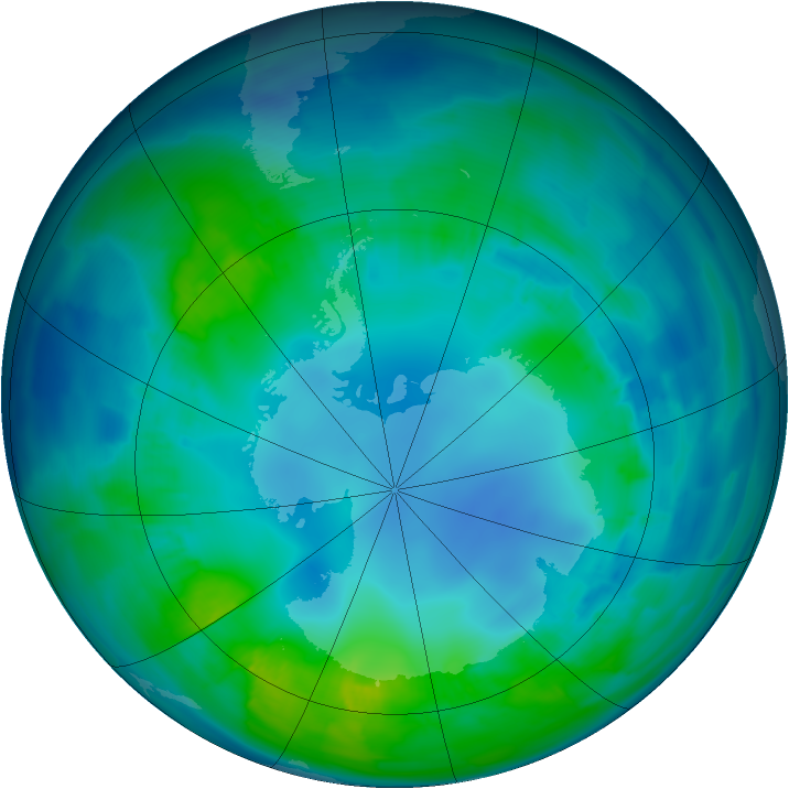 Antarctic ozone map for 28 April 2013
